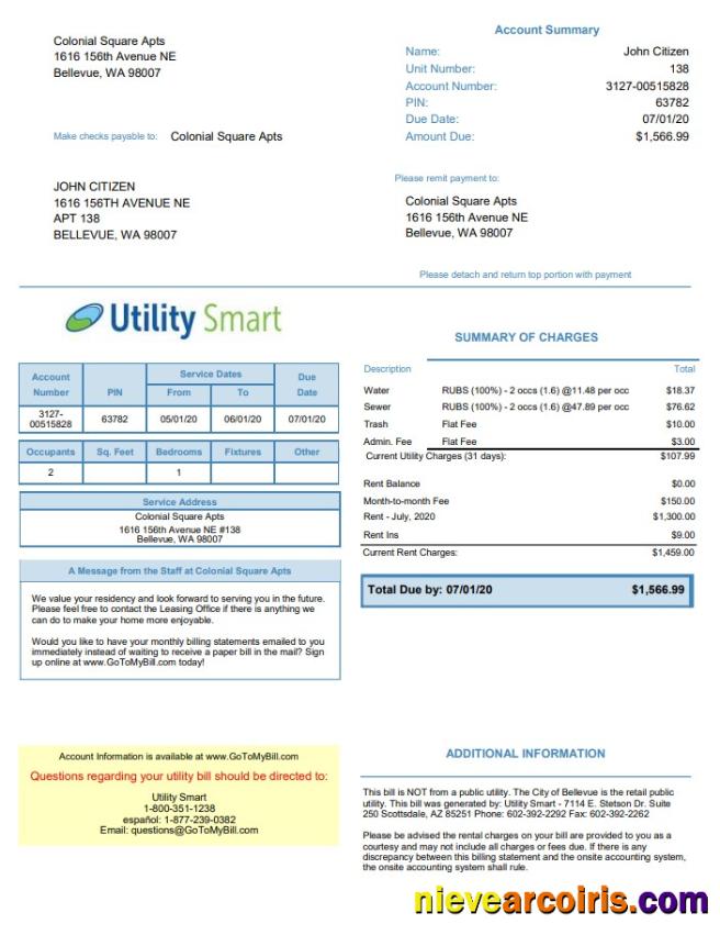 USA Arizona Utility Smart utility bill